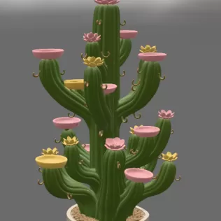 Blooming Cactus Jewelry Organizer STL File for 3D Print - Model thumbnail 6
