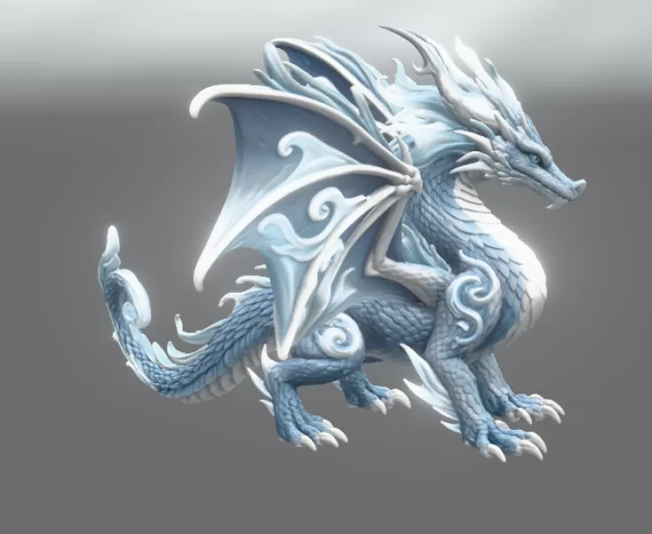 Ocean Breeze Dragon STL File for 3D Print - Model preview 11