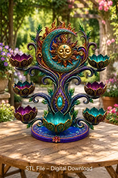 Celestial Sun and Moon Organizer STL File for 3D Print - Model preview 3