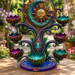 Celestial Sun and Moon Organizer STL File for 3D Print - Model thumbnail 3