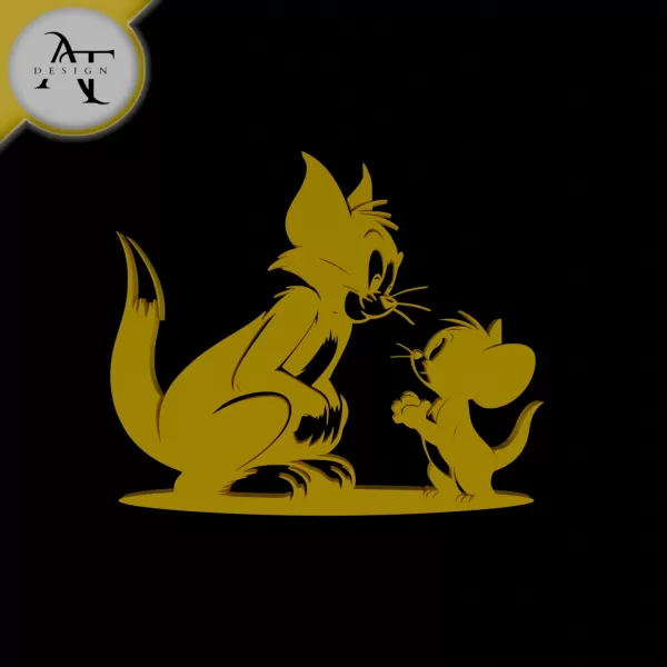 Tom and Jerry - Silhouette - 2D Wall Art Decor - Model preview 1