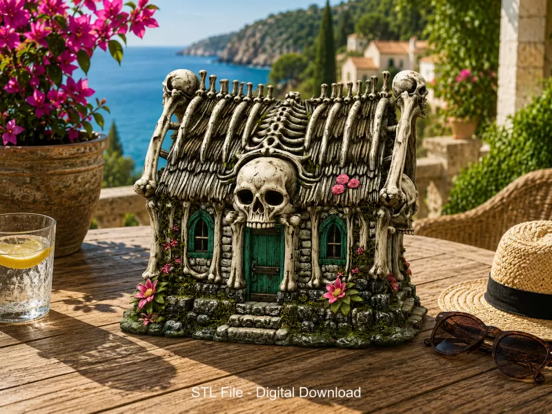 Gothic Bone House STL File for 3D Print - Model preview 2