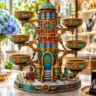 Steampunk Key & Jewelry Organizer STL File for 3D Print - Model thumbnail 3
