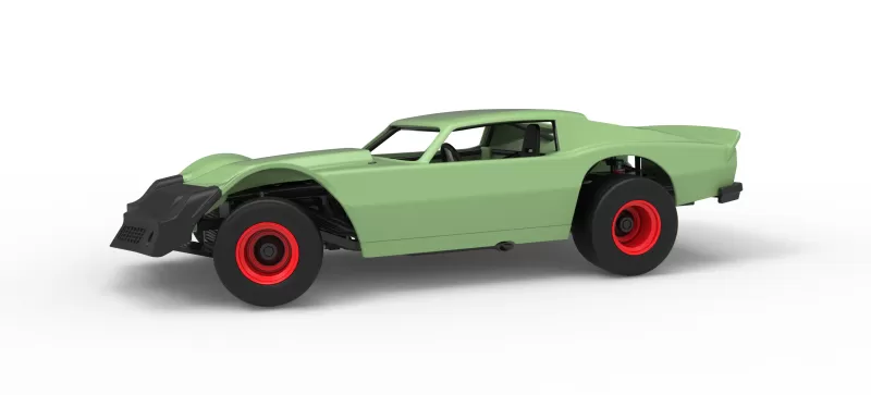 Vintage Dirt late model Race car Version 3 while turning 1:25 - Model preview 1
