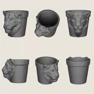 Planter Collection (6 Animal Head Planter) - Model thumbnail 3
