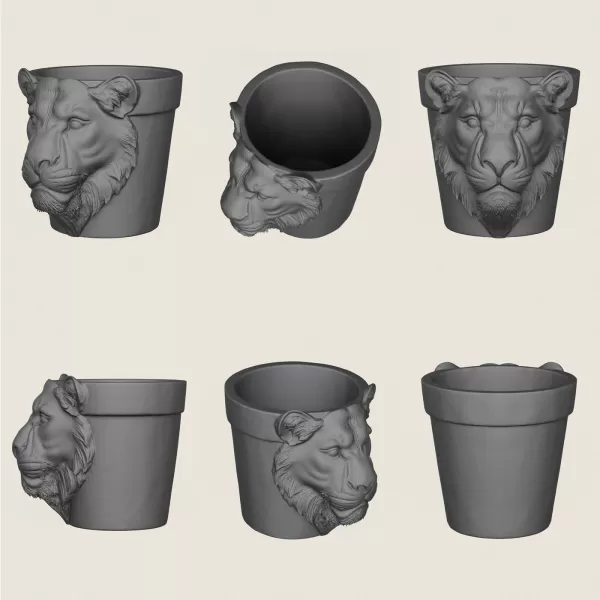 Planter Collection (6 Animal Head Planter) - Model preview 3