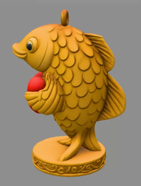 Cute Fish with Heart STL File — Digital Download for 3D print - Model preview 4