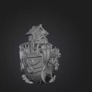 Mermaid Boat House STL File 3D Printable Fantasy Mermaid Scene - Model thumbnail 11