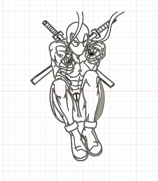Silhouette Deadpool - Marvel Wall Art - Model preview 1