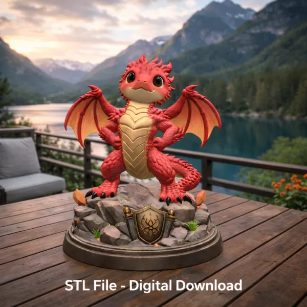 Brave Guardian Dragon STL File for 3D Printing - Model preview 1