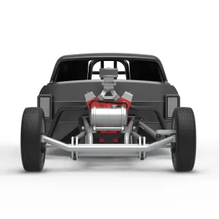 Front engine old school dragster with shell V12 Scale 1:25 - Model thumbnail 7