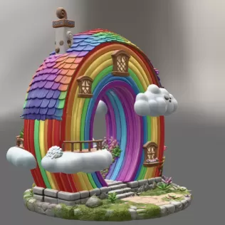 Rainbow Fantasy House STL File for 3D Printing - Model thumbnail 5