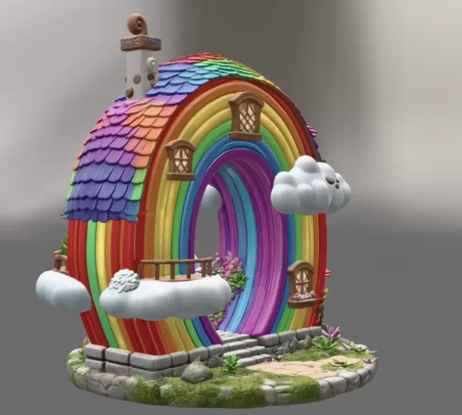 Rainbow Fantasy House STL File for 3D Printing - Model preview 5