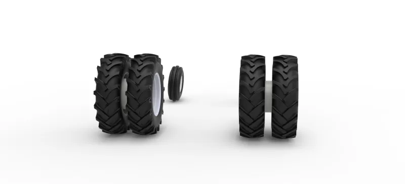 Wheel Set of Racing Combine Harvester Version 2 Scale 1:25 - Model preview 3