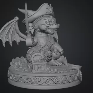 Cute Treasure Hunter Dragon STL File for 3D Printing - Model thumbnail 11