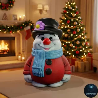 Jolly Snowman Gentleman with Top Hat and Scarf