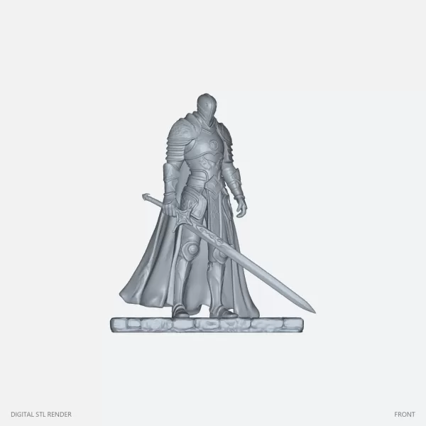 Closed Helmet Sword Knight Statue - STL - Model preview 1