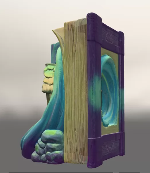 Fantasy Book Nook Cottage STL File 3D Printable Bookend Diorama - Model preview 2