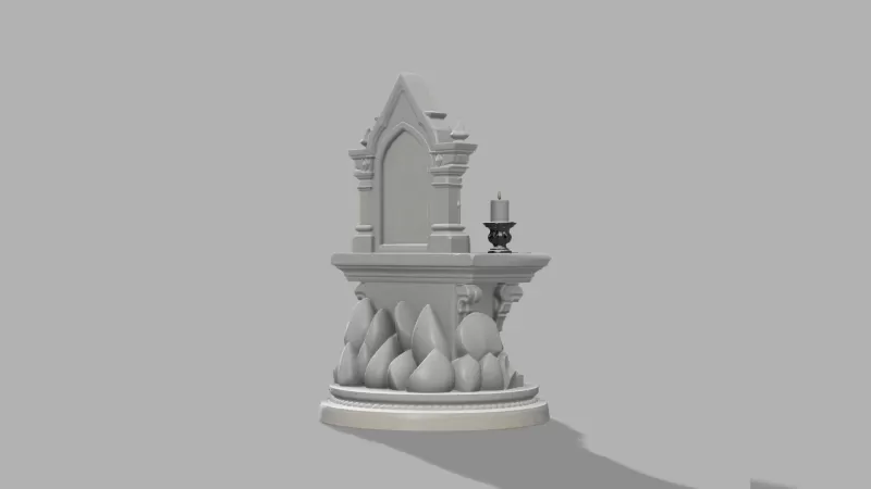 Mini Gothic Altar with Candles - Fantasy Halloween Prop - Model preview 6