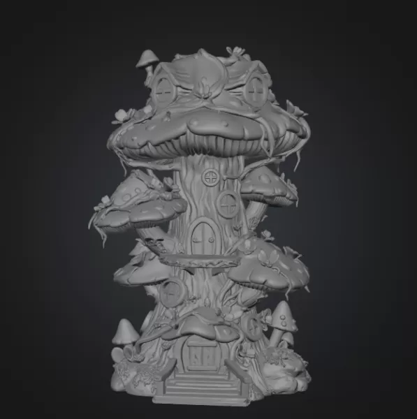 Enchanted Mushroom Village Tower STL File 3D Printable - Model preview 11