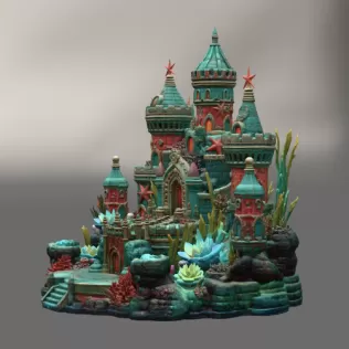 Coral Kingdom Fantasy Castle STL File for 3D Print - Model thumbnail 11