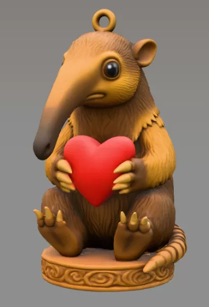 Cute Anteater STL File – 3D Printable Valentine Figurine - Model preview 2