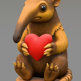 Cute Anteater STL File – 3D Printable Valentine Figurine - Model thumbnail 2