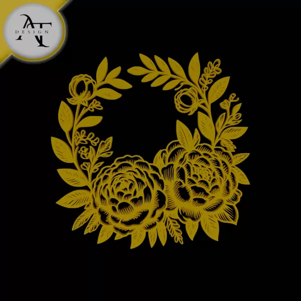 Flowers - Line Art - 2D Wall Art Decor - Model preview 1
