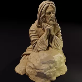 Praying Jesus on Rock 3D printing - Model thumbnail 2