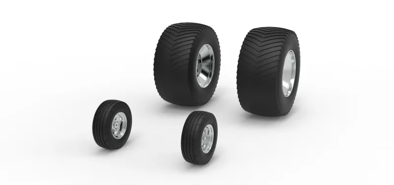 Wheel set of Pro Stock Pulling Tractor Version 3 Scale 1:25 - Model preview 2