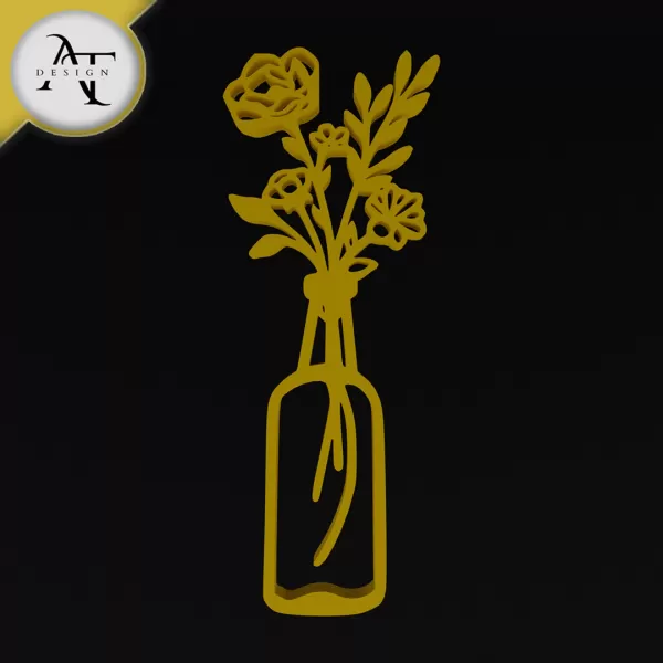 Flowers in vase - Line Art - 2D Wall Art Decor - Model preview 1