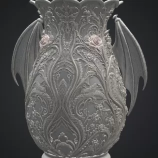 Emerald Rose Dragon Vase STL for 3D Print - Model thumbnail 13