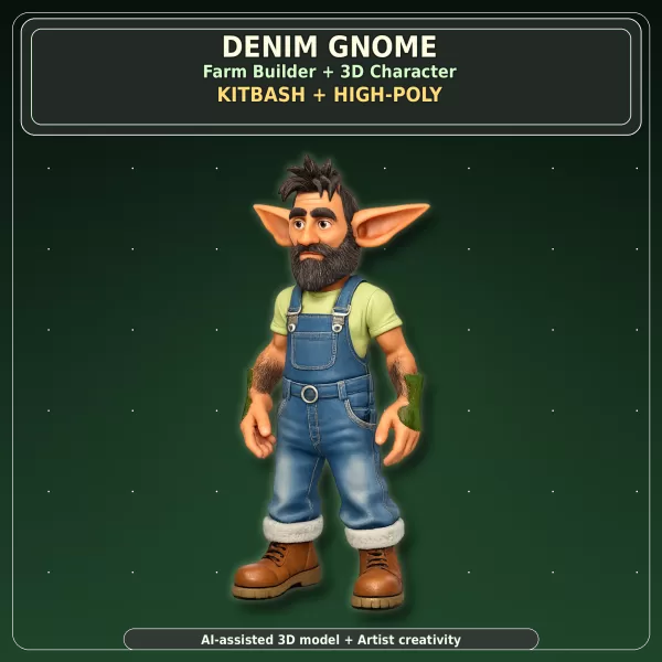 Garden Gnome Character Pack – Fantasy Garden Worker Kitbash - Model preview 8