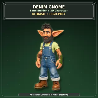 Garden Gnome Character Pack – Fantasy Garden Worker Kitbash - Model thumbnail 8