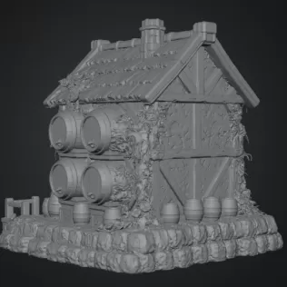 Fantasy Wine Cottage – Medieval Vineyard House STL for 3D Printi - Model thumbnail 10