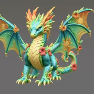 Summer Bloom Dragon STL File for 3D Print - Model thumbnail 5
