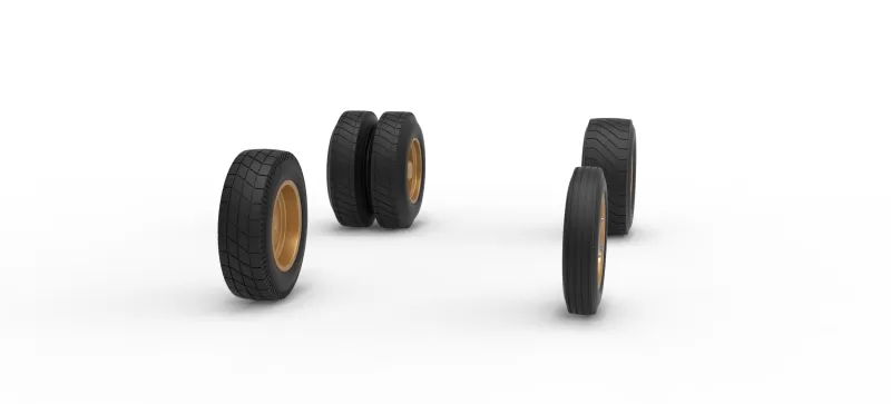 Wheel Set of Vintage Dirt Supermodified stock car V2 Scale 1:25 - Model preview 3