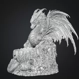 Gothic Halloween Dragon Pumpkin Bowl STL File for 3D Print - Model thumbnail 14