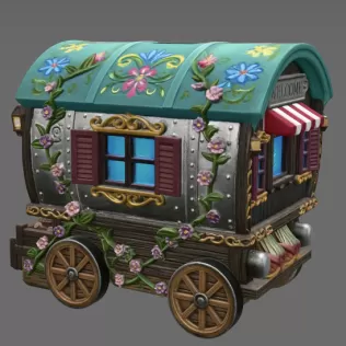 Enchanted Gypsy Wagon Cottage STL File 3D Print - Model thumbnail 4