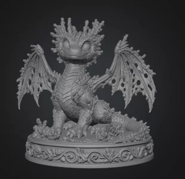Coral Reef Baby Dragon STL for 3D Print - Model preview 7