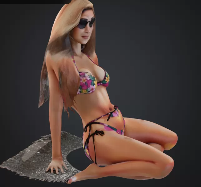 frau am strand auf einer decke - Model preview 2