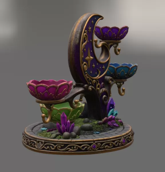 Celestial Moon Jewelry & Key Organizer STL File for 3D Print - Model preview 8