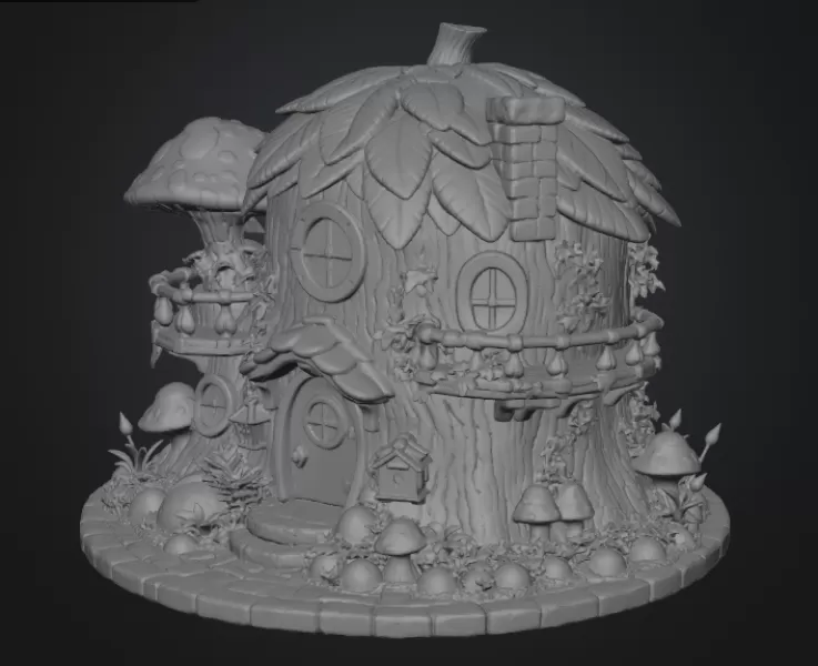 Enchanted Tree House Cottage STL File for 3D Print - Model preview 12