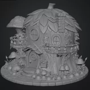 Enchanted Tree House Cottage STL File for 3D Print - Model thumbnail 12