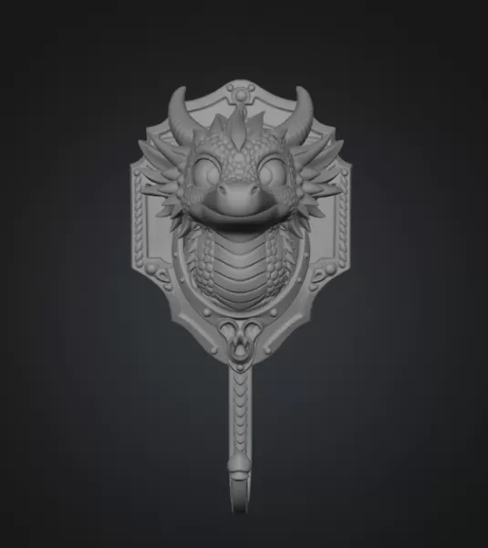 Cute Dragon Wall Hook STL File Digital Download - Model preview 12