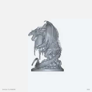 Ancient Winged Dragon Statue - STL - Model thumbnail 3