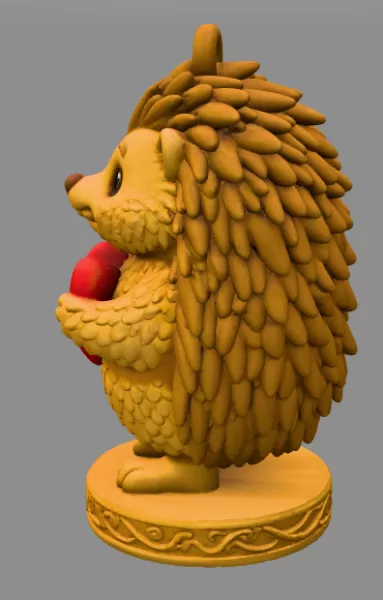 Hedgehog with Heart — Detailed Hedgehog Pendant / Figurine - Model preview 3