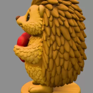 Hedgehog with Heart — Detailed Hedgehog Pendant / Figurine - Model thumbnail 3