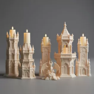 Complete Gothic Castle Set - 4 Towers + Dragon