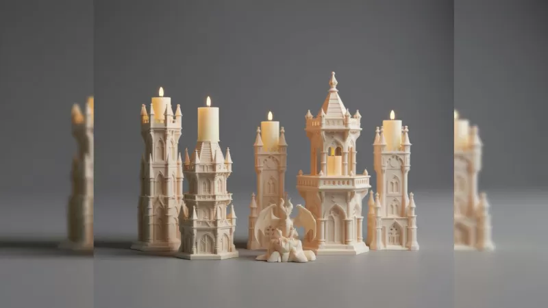 Complete Gothic Castle Set - 4 Towers + Dragon - Model preview 18